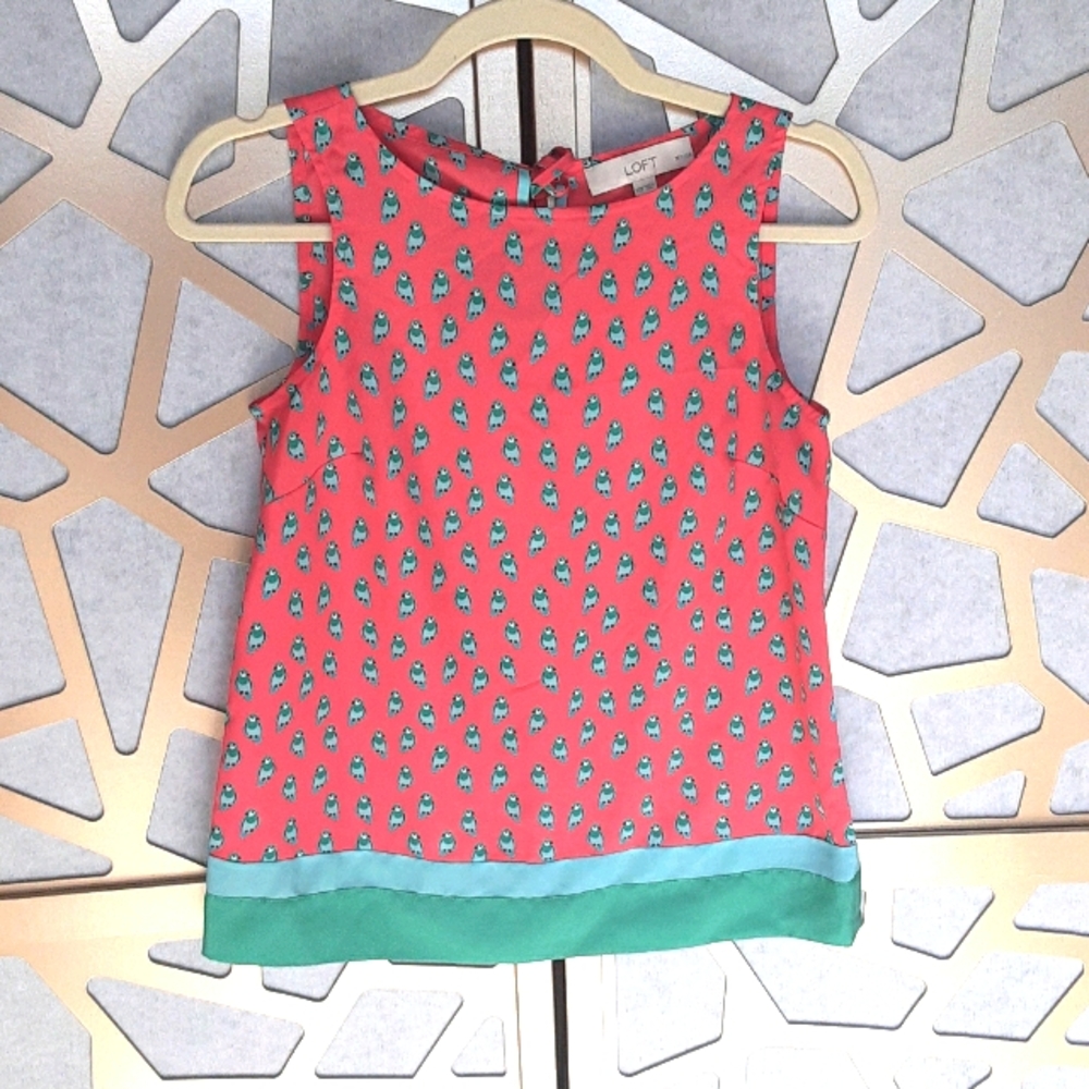 EUC Petite LOFT Bird Print Tank Top